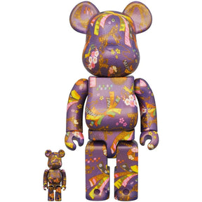 400% och 100% Bearbrick - Chiyogami II (Lila)