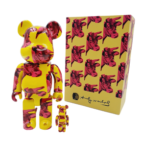 400% &amp; 100% Bearbrick Set - Andy Warhol (Cow Wallpaper)