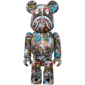 400% &amp; 100% Bearbrick 3-delars set - BAPE(R) LEGACY CAMO SHARK (Röd version)