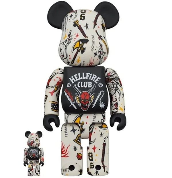 400% &amp; 100% Bearbrick-set - Hellfire Club (Stranger Things)