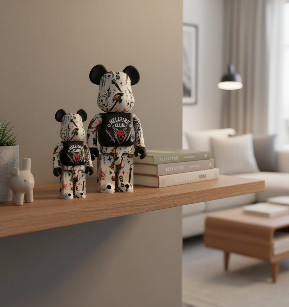 400% & 100% Bearbrick Set - Hellfire Club (Stranger Things)-Medicom Toy-Bearbrick