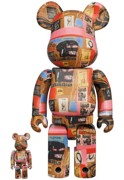 400% &amp; 100% Bearbrick Set - Andy Warhol x Jean-Michel Basquiat (V2 - Tandproteser)