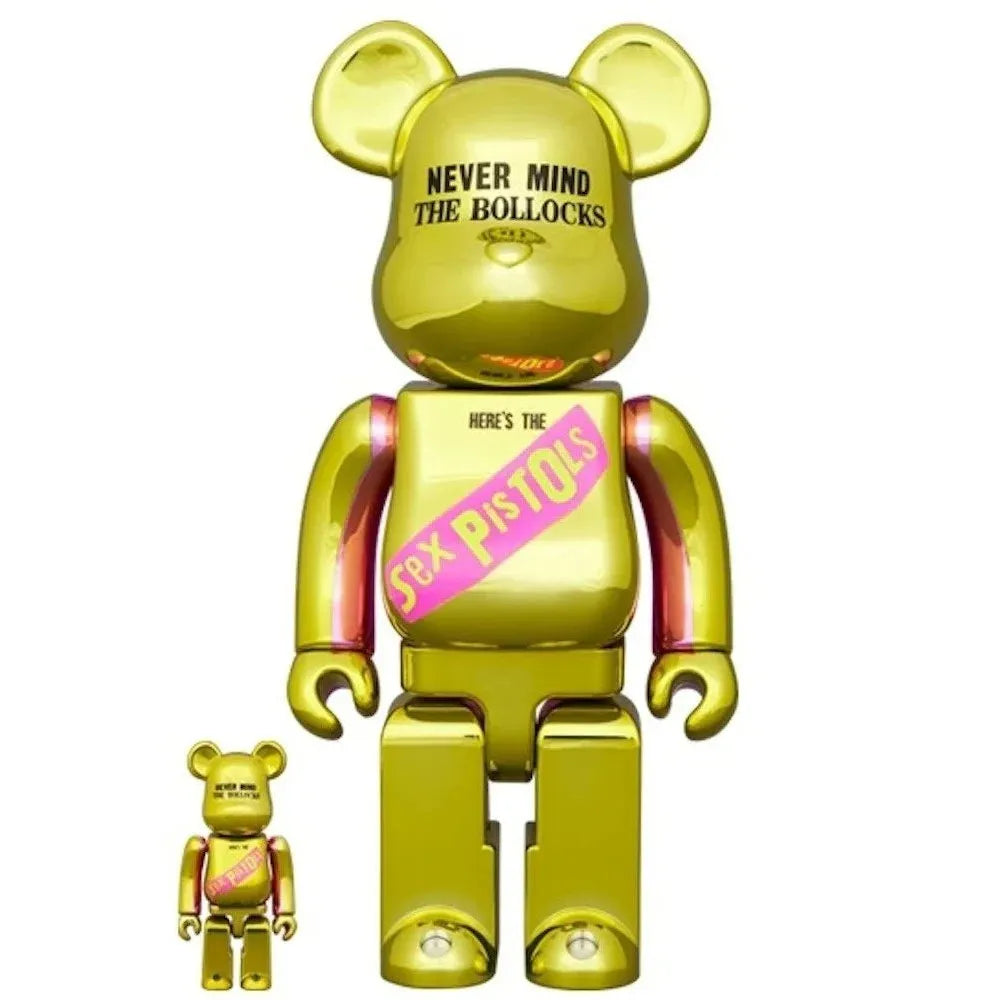 400% + 100% Bearbrick set - Sex Pistols - Never Mind the Bollocks (Chrome Edition)-Medicom Toy-Bearbrick