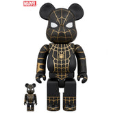 400% &amp; 100% Bearbrick - Spiderman - Ingen väg hem (Svart &amp; Guldkostym)