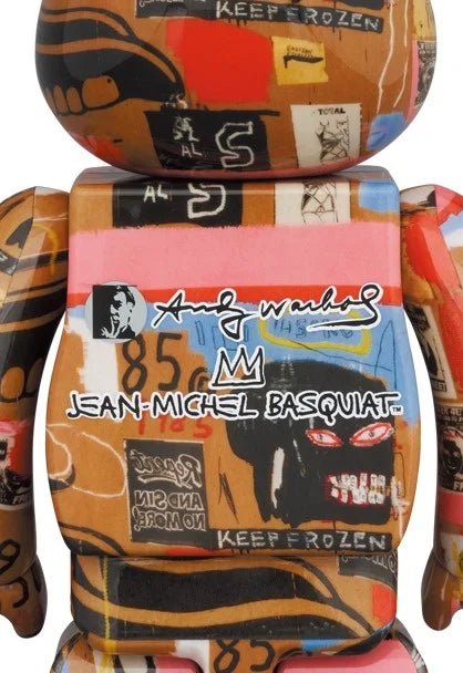 400% &amp; 100% Bearbrick Set - Andy Warhol x Jean-Michel Basquiat (V2 - Tandproteser)