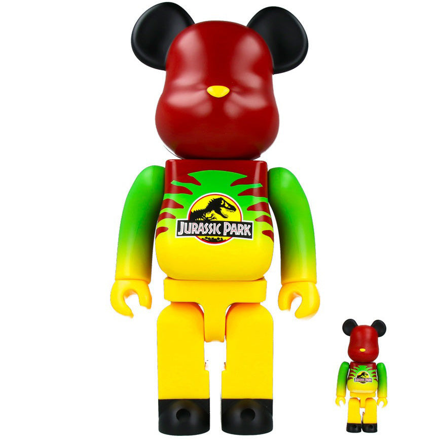 400% & 100% Bearbrick set - Jurassic Park (Grön & Gul)