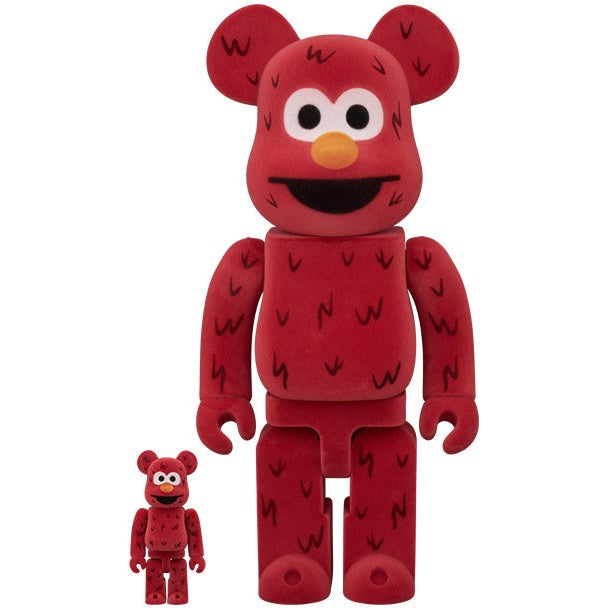 400% & 100% Bearbrick Set - Elmo (Flockad)
